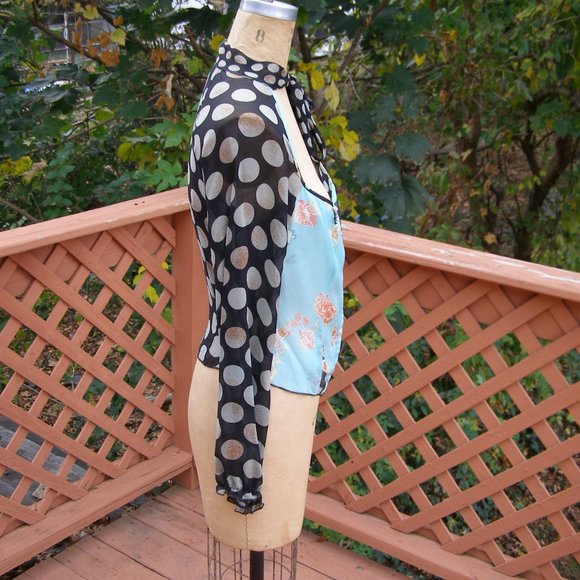 NEW RARE Patrizia Pepe Silk Blouse size L 10 Unique print - Picture 6 of 15